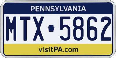 PA license plate MTX5862