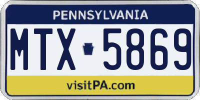 PA license plate MTX5869