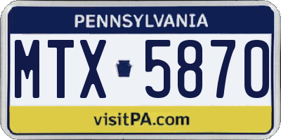 PA license plate MTX5870
