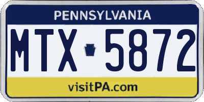 PA license plate MTX5872