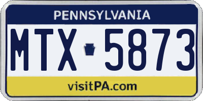 PA license plate MTX5873