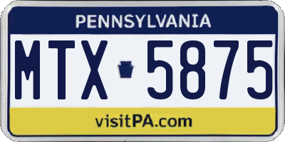 PA license plate MTX5875
