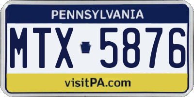 PA license plate MTX5876