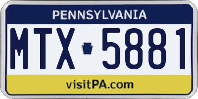 PA license plate MTX5881