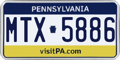 PA license plate MTX5886
