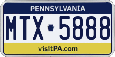 PA license plate MTX5888