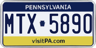 PA license plate MTX5890