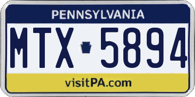 PA license plate MTX5894