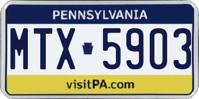PA license plate MTX5903