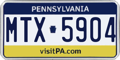 PA license plate MTX5904