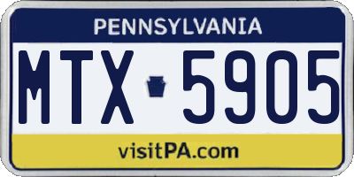 PA license plate MTX5905