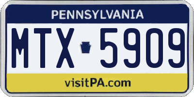 PA license plate MTX5909