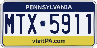 PA license plate MTX5911
