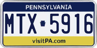 PA license plate MTX5916