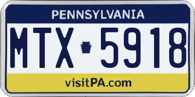 PA license plate MTX5918
