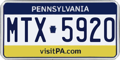 PA license plate MTX5920