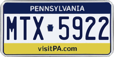 PA license plate MTX5922