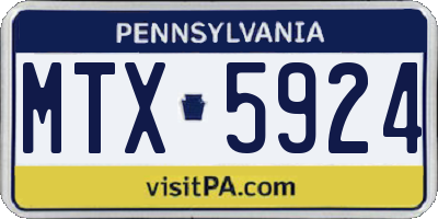PA license plate MTX5924