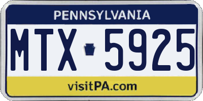 PA license plate MTX5925