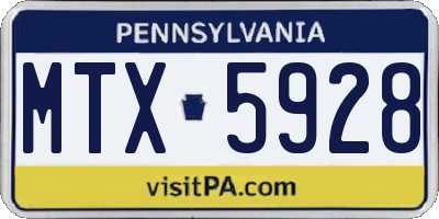 PA license plate MTX5928