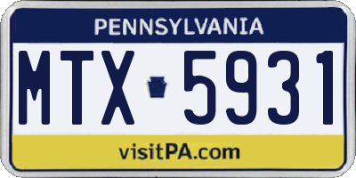 PA license plate MTX5931