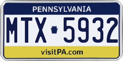 PA license plate MTX5932