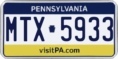 PA license plate MTX5933