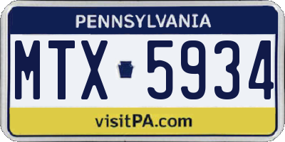 PA license plate MTX5934