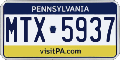 PA license plate MTX5937