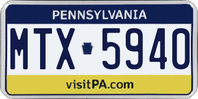 PA license plate MTX5940