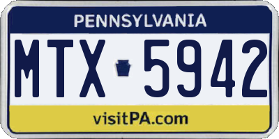 PA license plate MTX5942