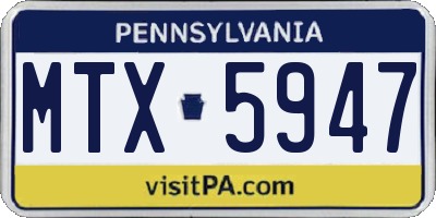 PA license plate MTX5947