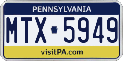 PA license plate MTX5949