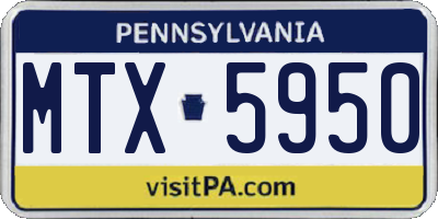 PA license plate MTX5950