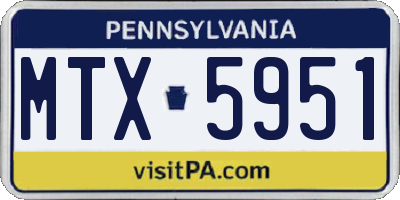 PA license plate MTX5951