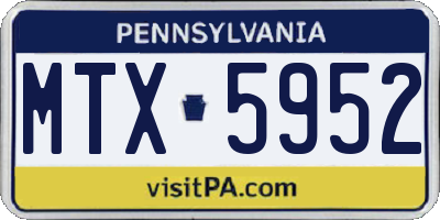 PA license plate MTX5952