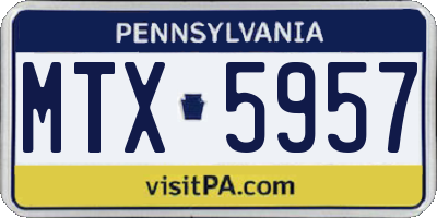 PA license plate MTX5957