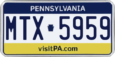 PA license plate MTX5959