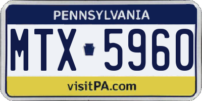 PA license plate MTX5960