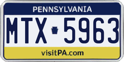 PA license plate MTX5963