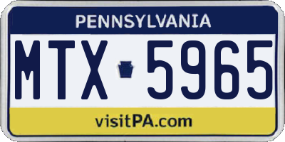 PA license plate MTX5965