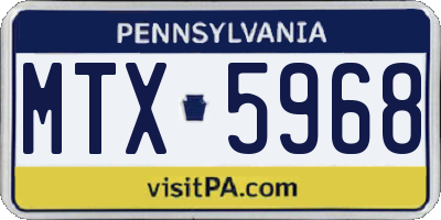 PA license plate MTX5968