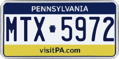 PA license plate MTX5972