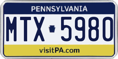 PA license plate MTX5980