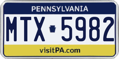 PA license plate MTX5982