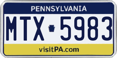 PA license plate MTX5983