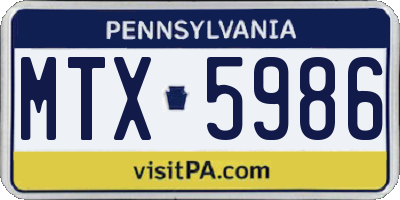 PA license plate MTX5986