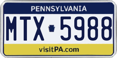 PA license plate MTX5988