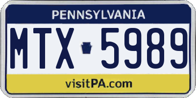 PA license plate MTX5989