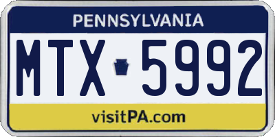 PA license plate MTX5992